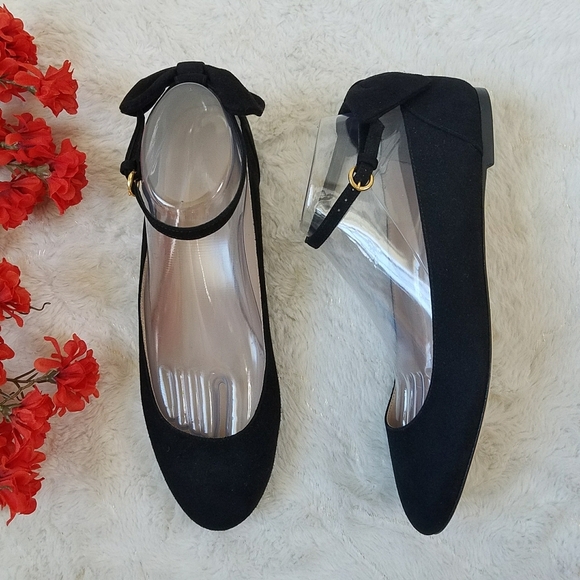 J.Crew Black Suede Bow Flats - Picture 1 of 10